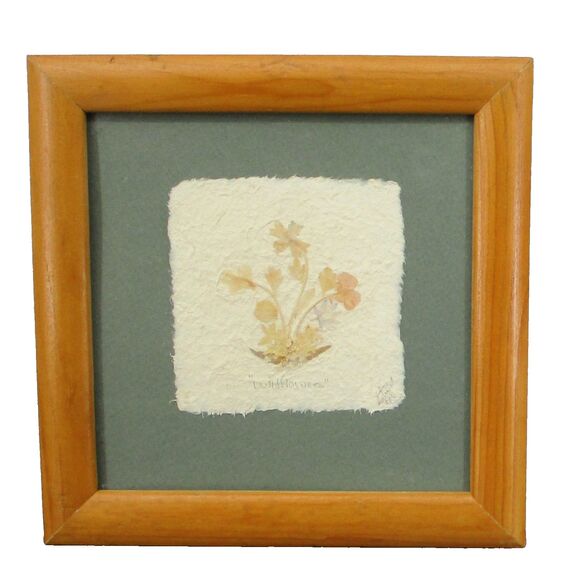Vintage 90s Signed Framed Dried Pressed Flower Picture Frame Wall Art Home Decor - Picture 1 of 5